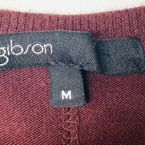 GIBSON Women Long Sleeve Pull-Over Burgundy Asymmetrical Hem Sweater Size Medium - Picture 11 of 11